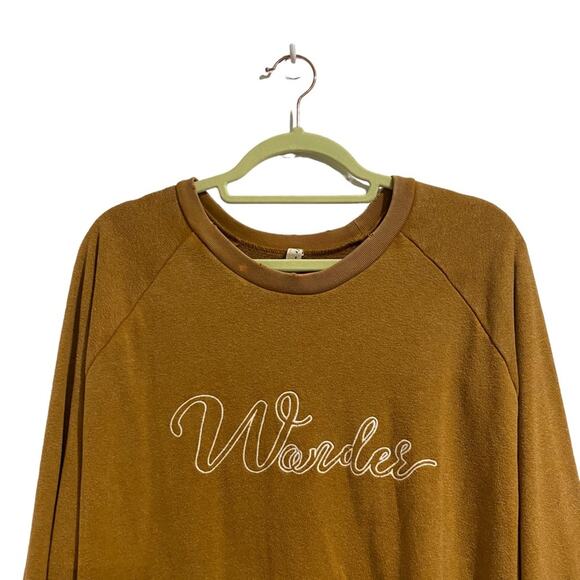 Free People Camel Distressed Wonder Sweatshirt Sz S - Picture 3 of 15